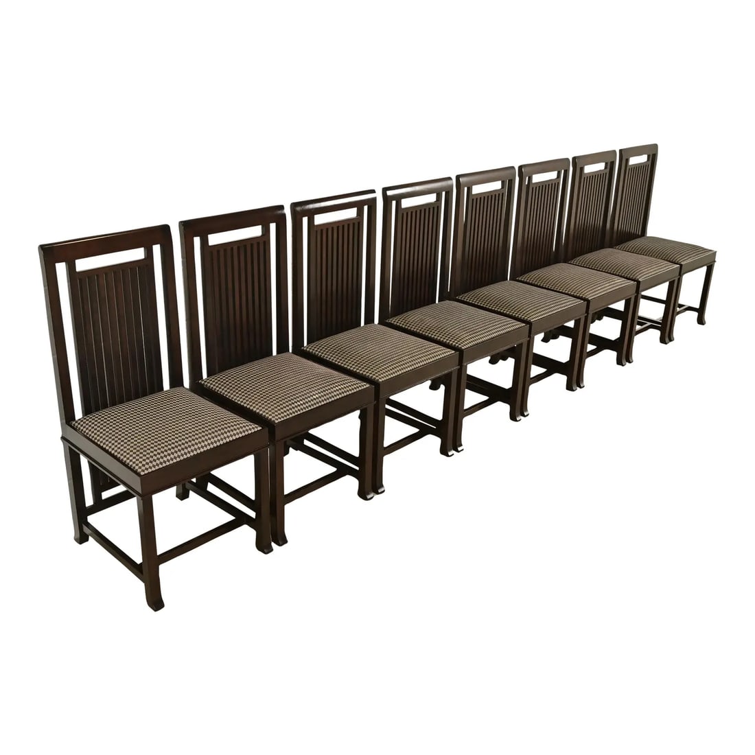 Frank Lloyd Wright for Cassina Arts & Crafts Dark Cherry Wood Dining Chairs, Set of Eight (1 of 13)