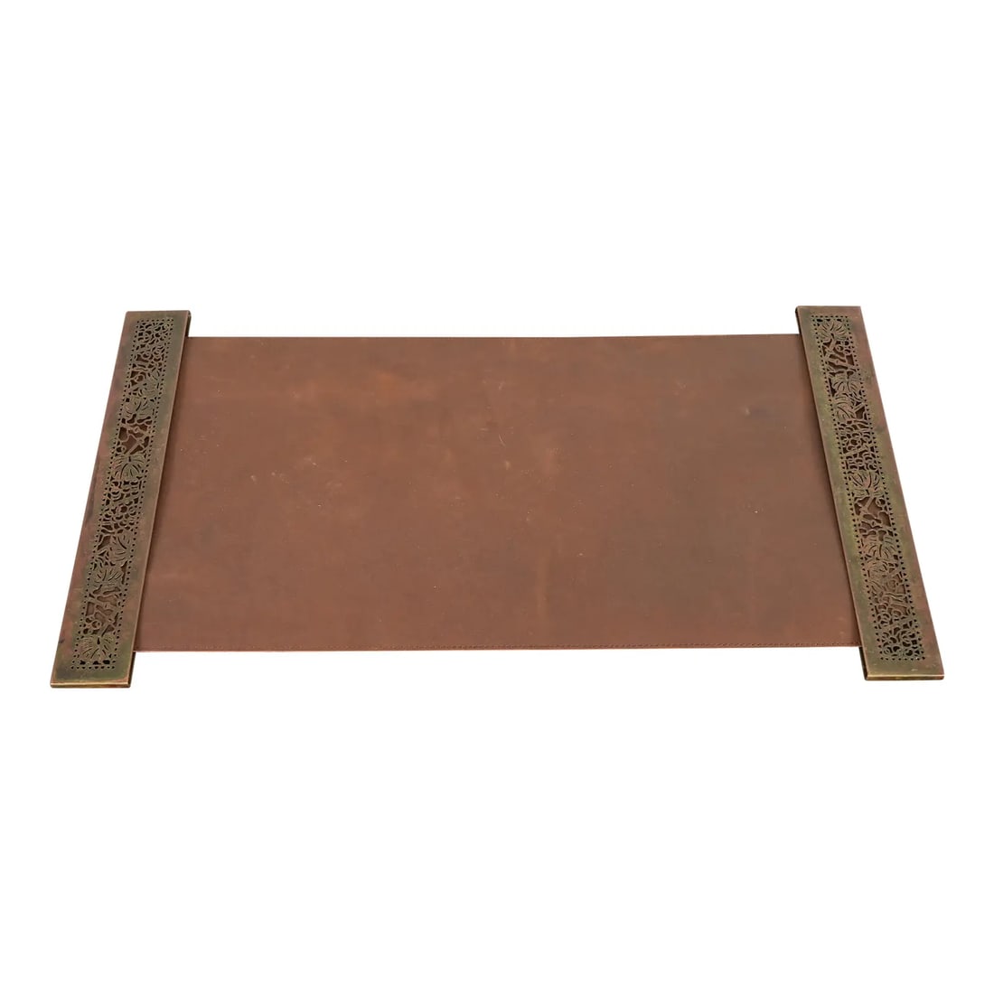 Tiffany Studios New York Grapevine Pattern Bronze Blotter Ends With Leather Desk Blotter (1 of 13)