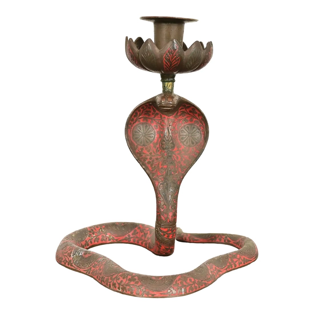 Enameled Bronze Cobra Snake Candlestick (1 of 15)