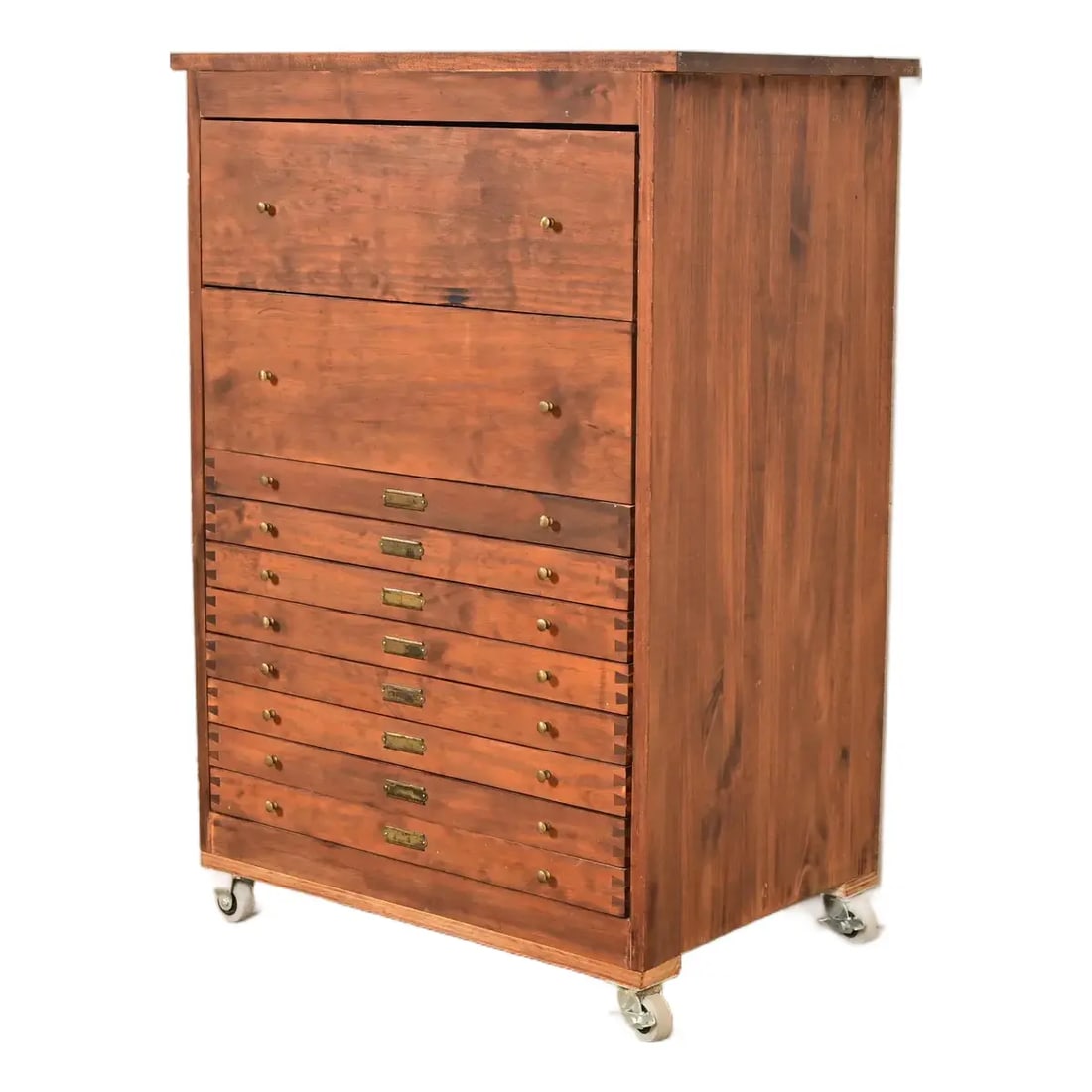 Antique Arts & Crafts Walnut 10-Drawer Flat File Cabinet, Circa 1900 (1 of 16)
