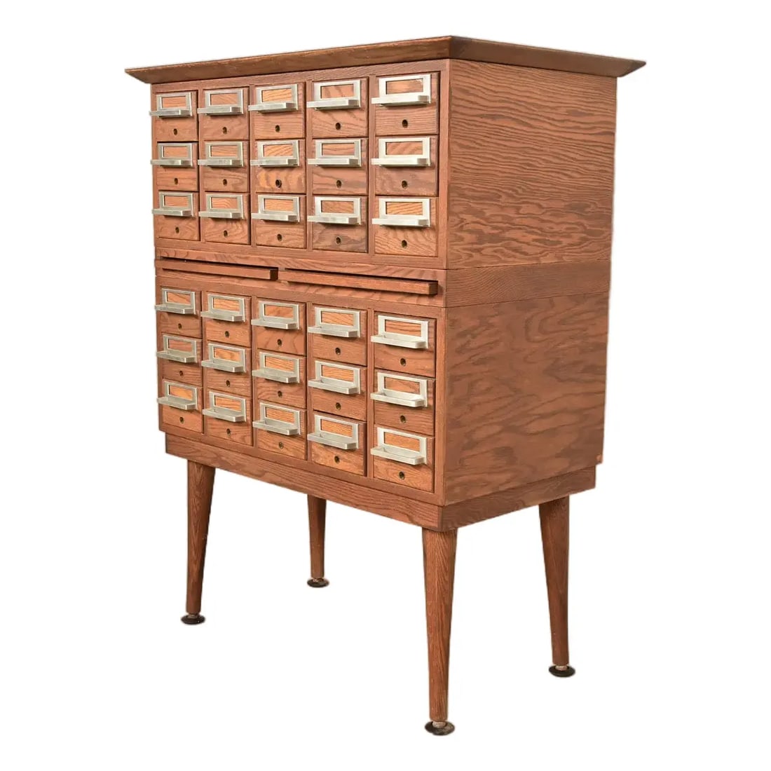 Remington Rand Style Mid-Century Modern 30-Drawer Oak Library Card Catalog, Circa 1960s (1 of 16)