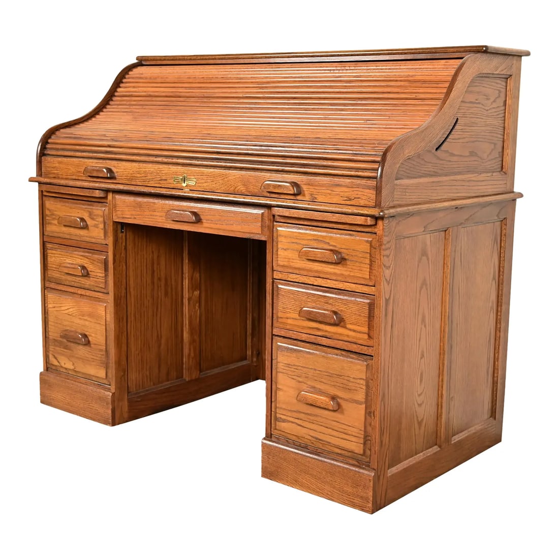 Victorian Carved Solid Oak Roll Top Desk (1 of 15)