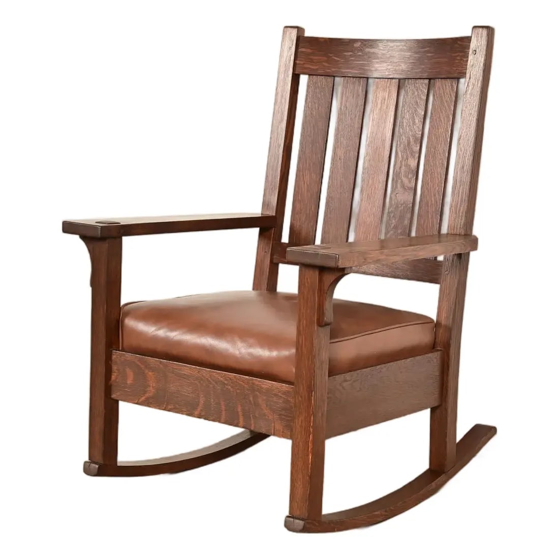 Gustav Stickley Antique Mission Oak Arts & Crafts Rocking Chair, Circa 1910 (1 of 13)