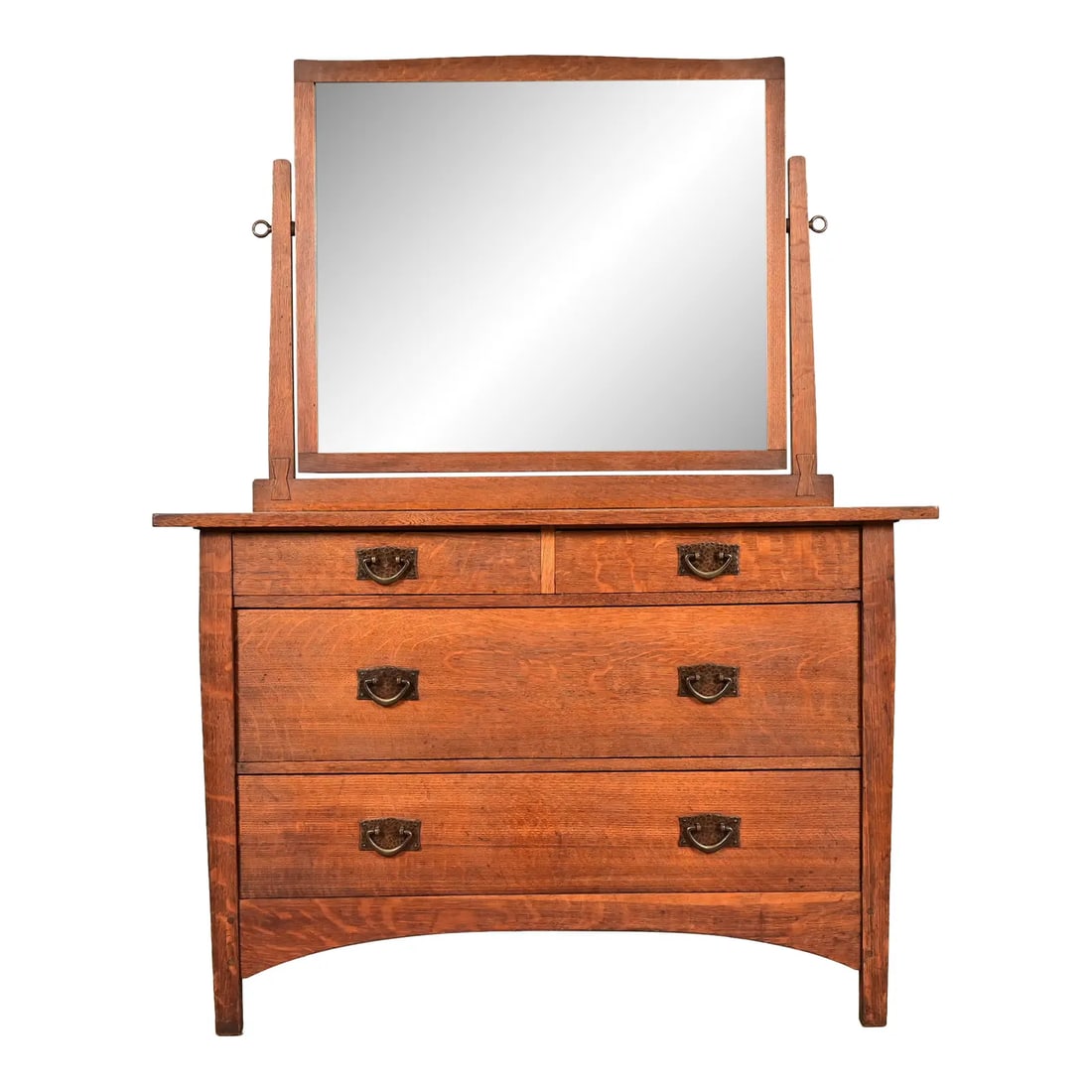 Gustav Stickley Antique Mission Oak Arts & Crafts Dresser With Mirror, Circa 1910 (1 of 16)