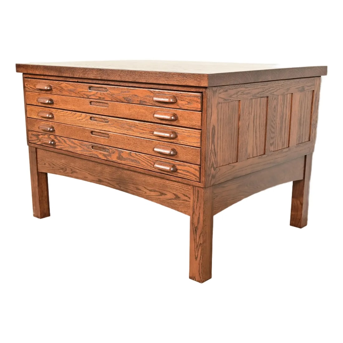 Antique Oak Arts & Crafts 5-Drawer Architect's Blueprint Flat File Cabinet, Newly Refinished (1 of 15)