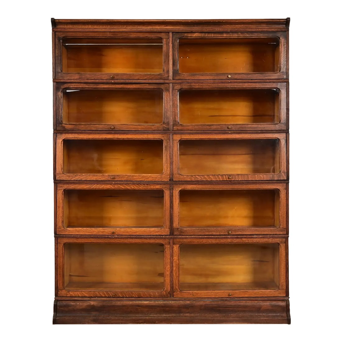 Antique Arts & Crafts Tiger Oak Double Five-Stack Barrister Bookcase, Circa 1900 (1 of 14)
