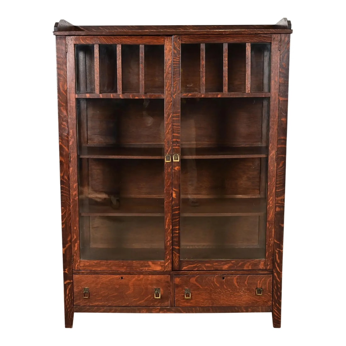 Limbert Style Antique Mission Oak Arts and Crafts Bookcase Cabinet, Circa 1910 (1 of 14)
