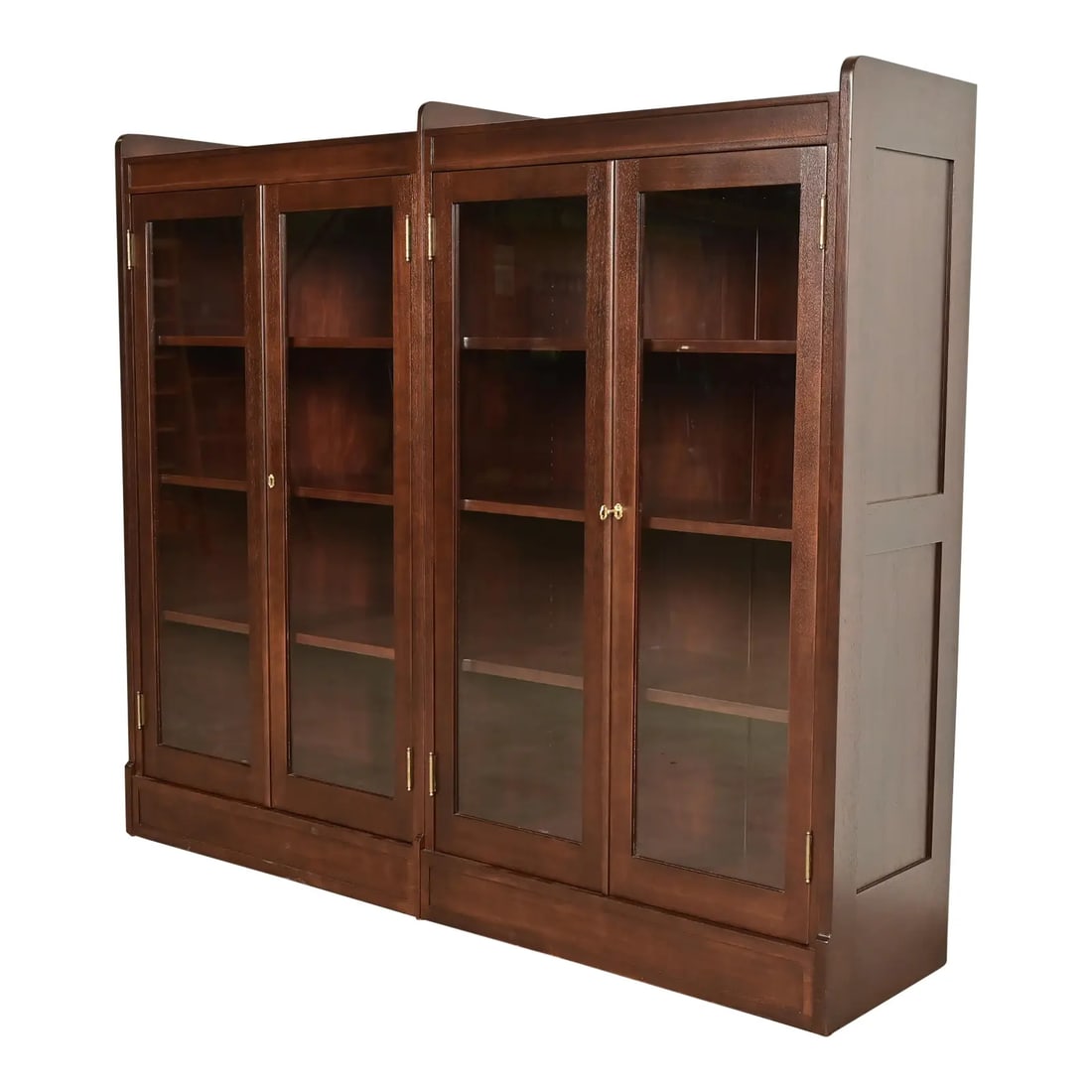 Limbert Style Antique Arts & Crafts Mahogany Double Bookcase Cabinet, Newly Refinished (1 of 12)