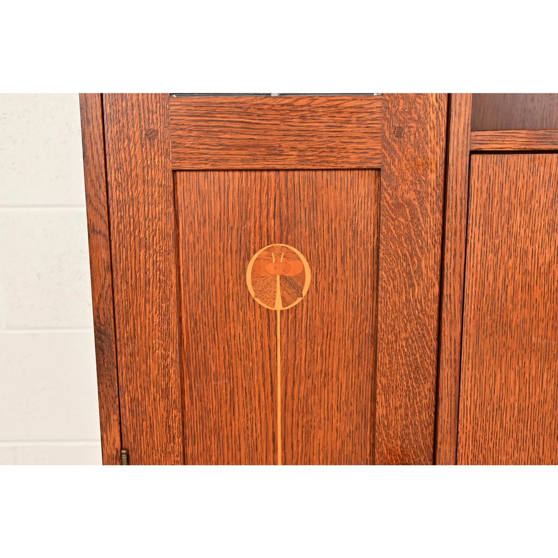 Stickley Harvey Ellis Collection Arts & Crafts Inlaid Oak and Leaded Glass Bookcase - 12