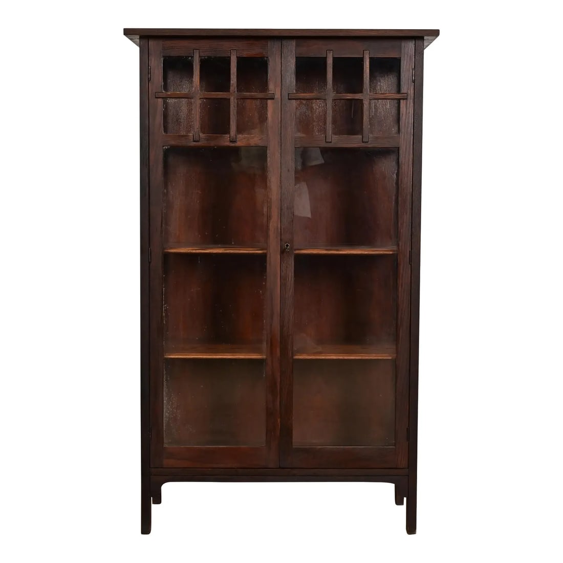 Limbert Style Antique Mission Oak Arts & Crafts Glass Front Bookcase Cabinet, Circa 1900 (1 of 12)