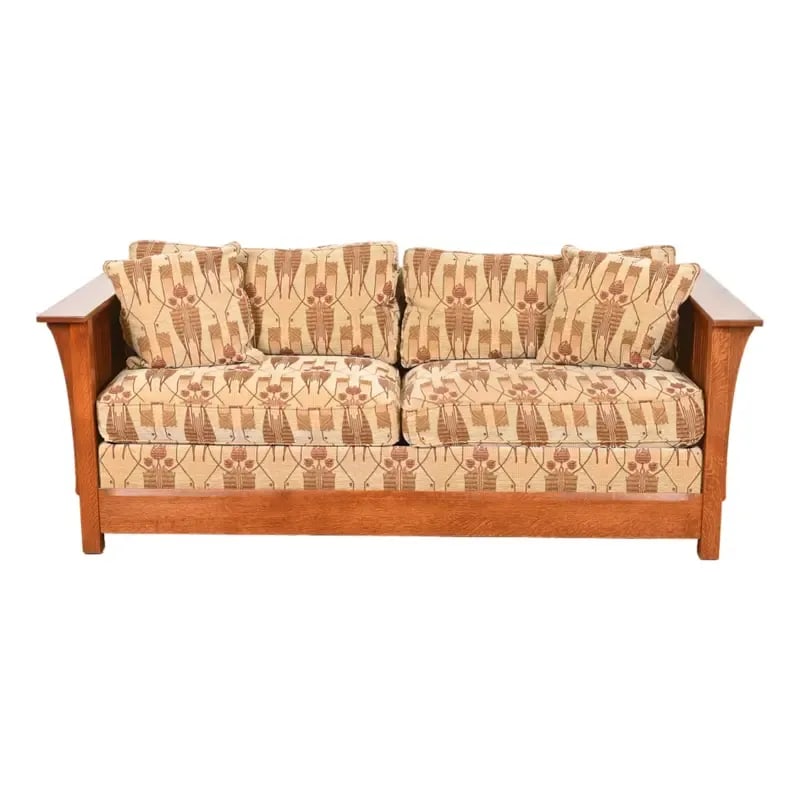 Stickley Mission Oak Arts and Crafts Spindle Sleeper Sofa (1 of 13)