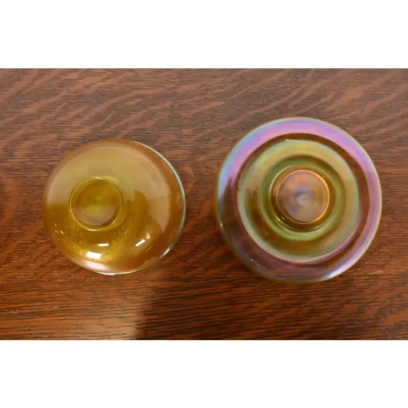 Louis Comfort Tiffany Favrile Iridescent Art Glass Bowl and Underplate With Intaglio Grapevine Motif - 8
