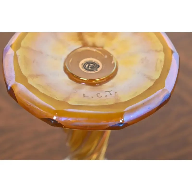 Louis Comfort Tiffany Favrile Iridescent Art Glass Candlestick - 10