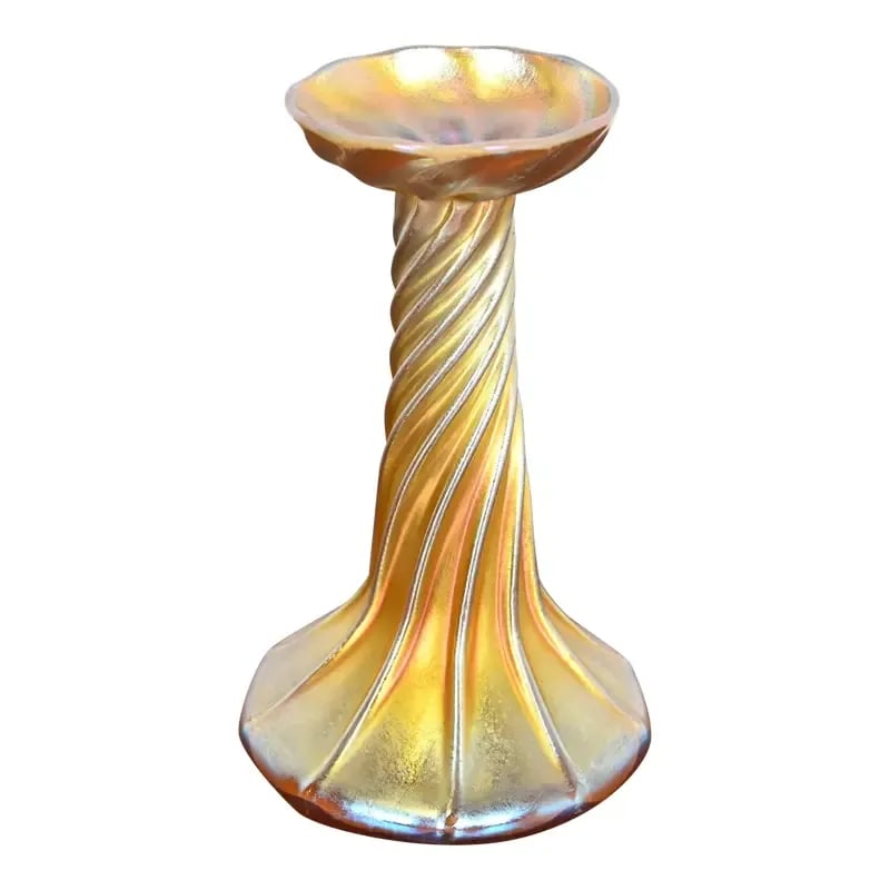 Louis Comfort Tiffany Favrile Iridescent Art Glass Candlestick (1 of 12)