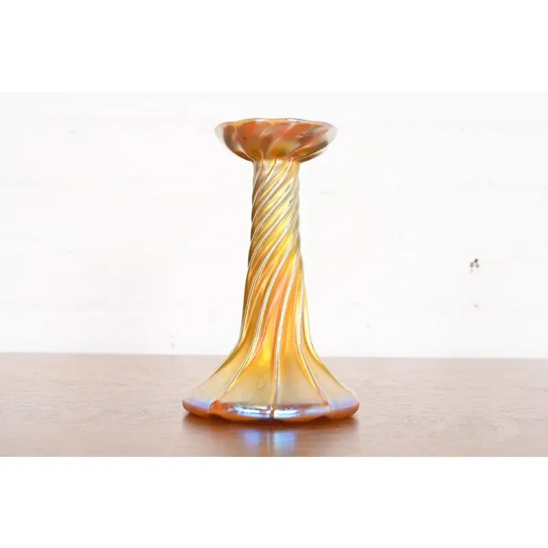 Louis Comfort Tiffany Favrile Iridescent Art Glass Candlestick - 2