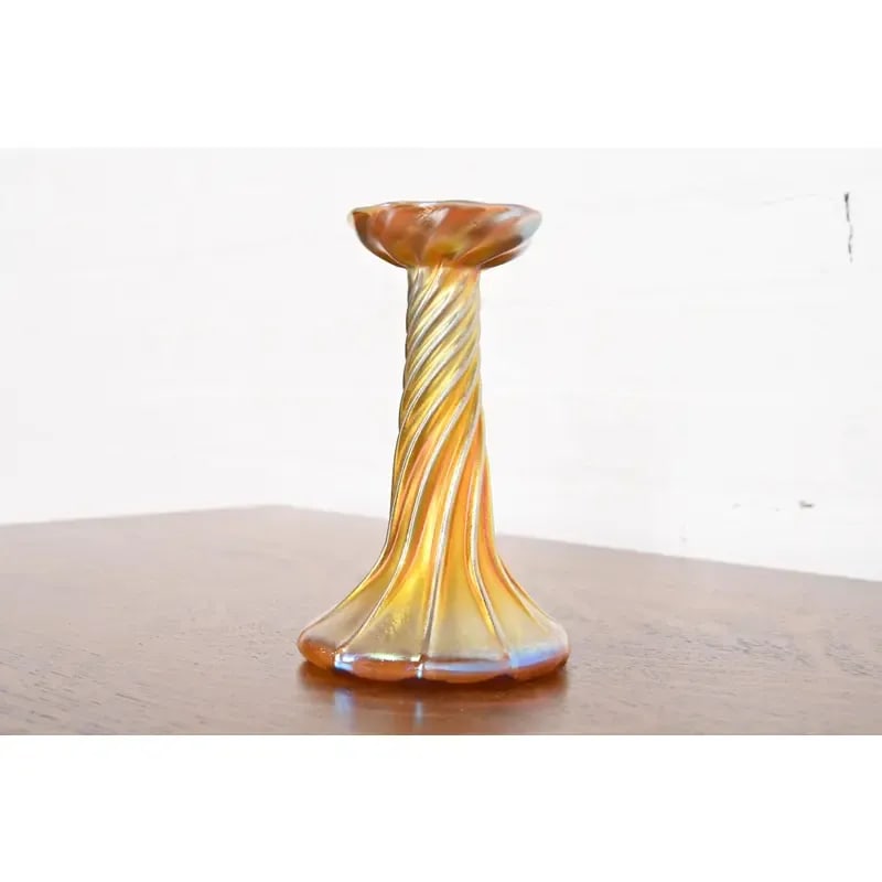 Louis Comfort Tiffany Favrile Iridescent Art Glass Candlestick - 4