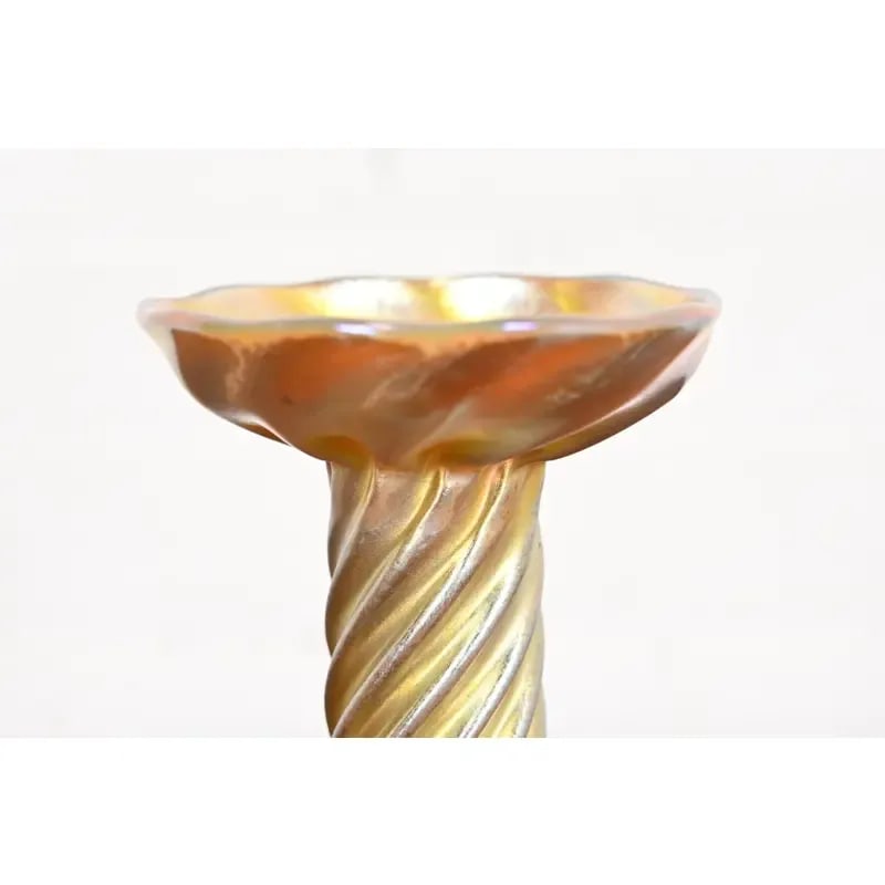 Louis Comfort Tiffany Favrile Iridescent Art Glass Candlestick - 6