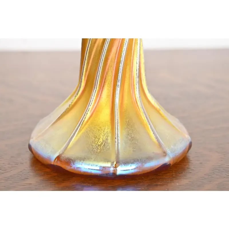 Louis Comfort Tiffany Favrile Iridescent Art Glass Candlestick - 8