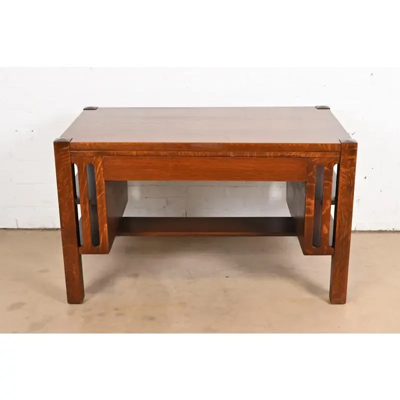 Stickley Brothers Style Antique Mission Oak Arts & Crafts Desk or Library Table - 3