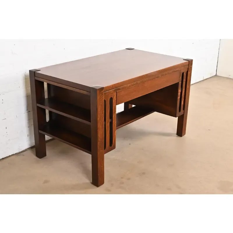 Stickley Brothers Style Antique Mission Oak Arts & Crafts Desk or Library Table - 4