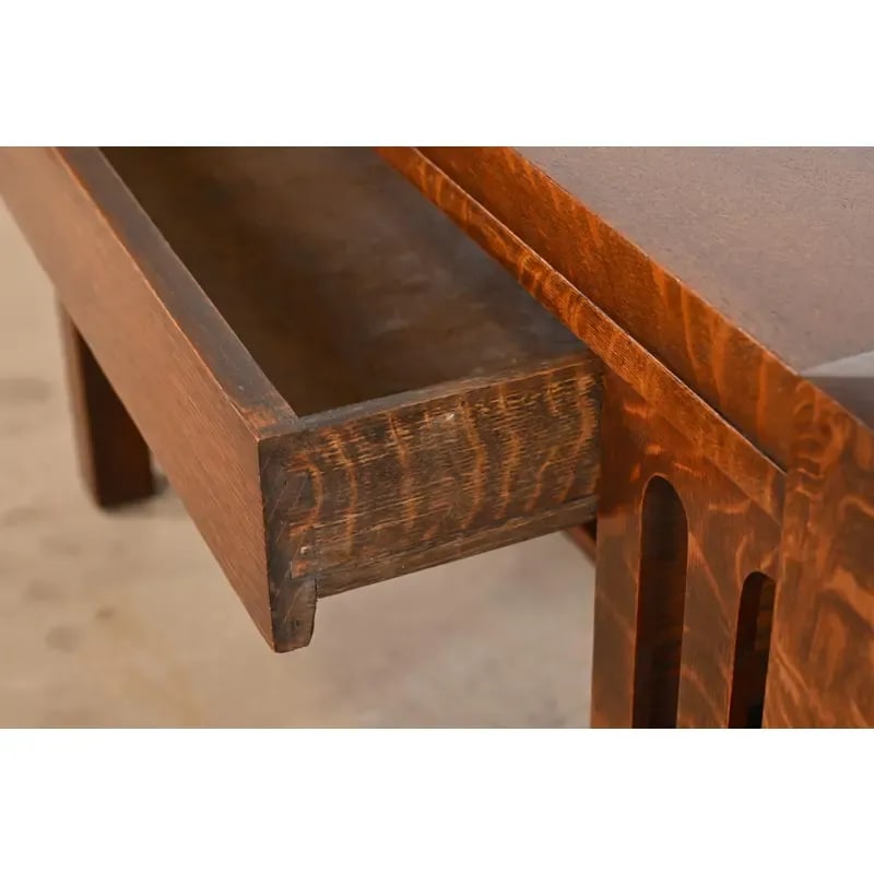 Stickley Brothers Style Antique Mission Oak Arts & Crafts Desk or Library Table - 7