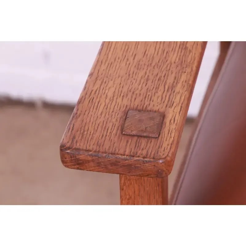 Stickley Brothers Mission Oak Arts & Crafts Arm Chairs, Pair - 7