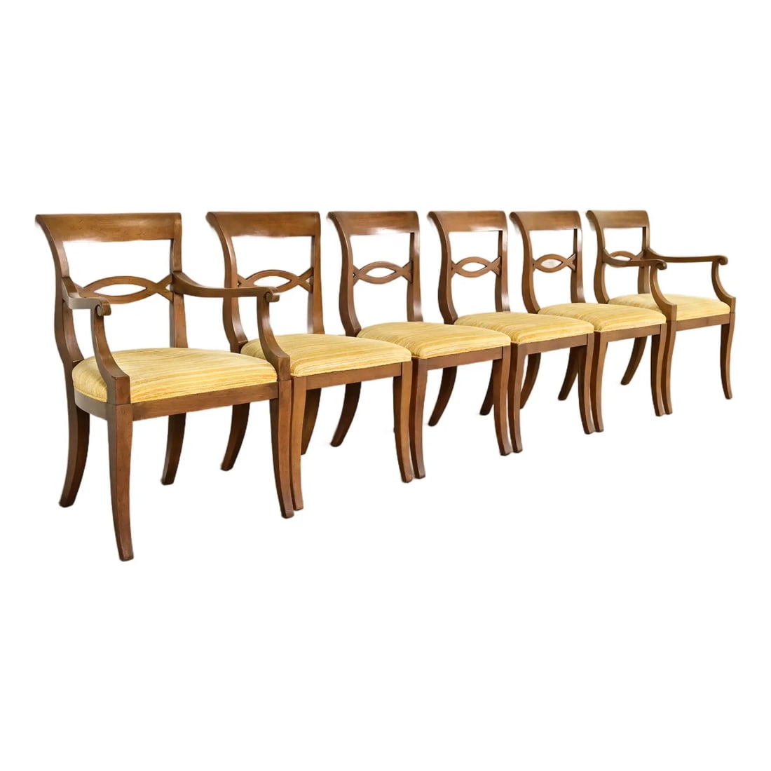 Kindel Furniture Style Regency Carved Walnut Dining Chairs, Set of Six (1 of 15)