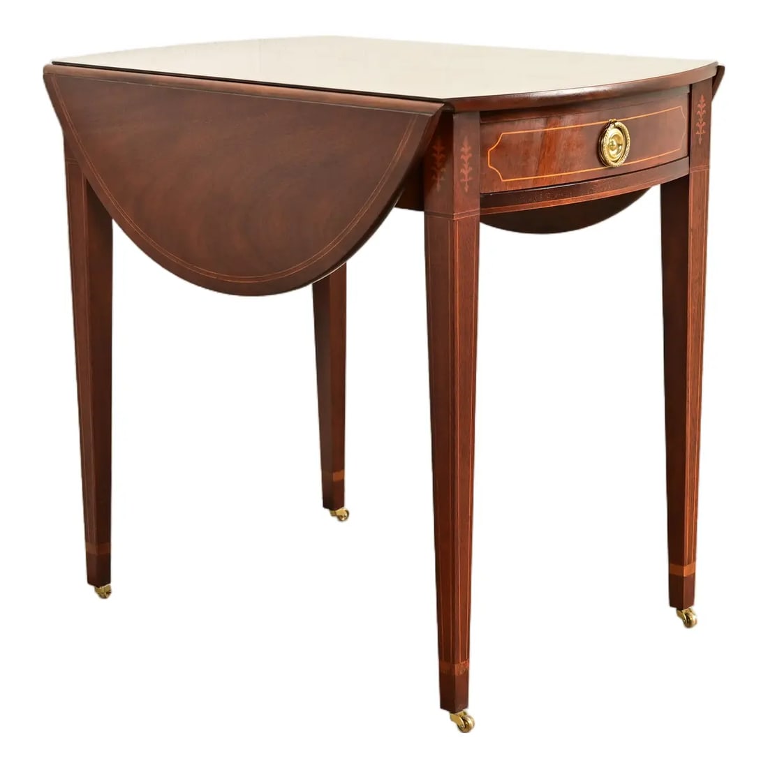 Baker Furniture Historic Charleston Georgian Inlaid Flame Mahogany Drop Leaf Pembroke Side Table (1 of 17)