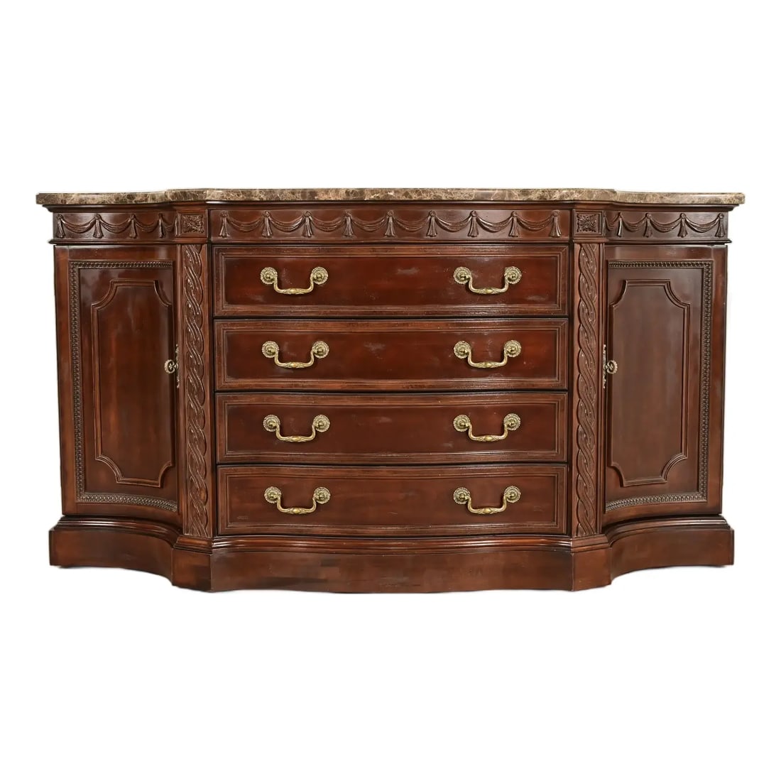 Bernhardt French Regency Louis XVI Carved Mahogany Marble Top Sideboard Credenza (1 of 15)