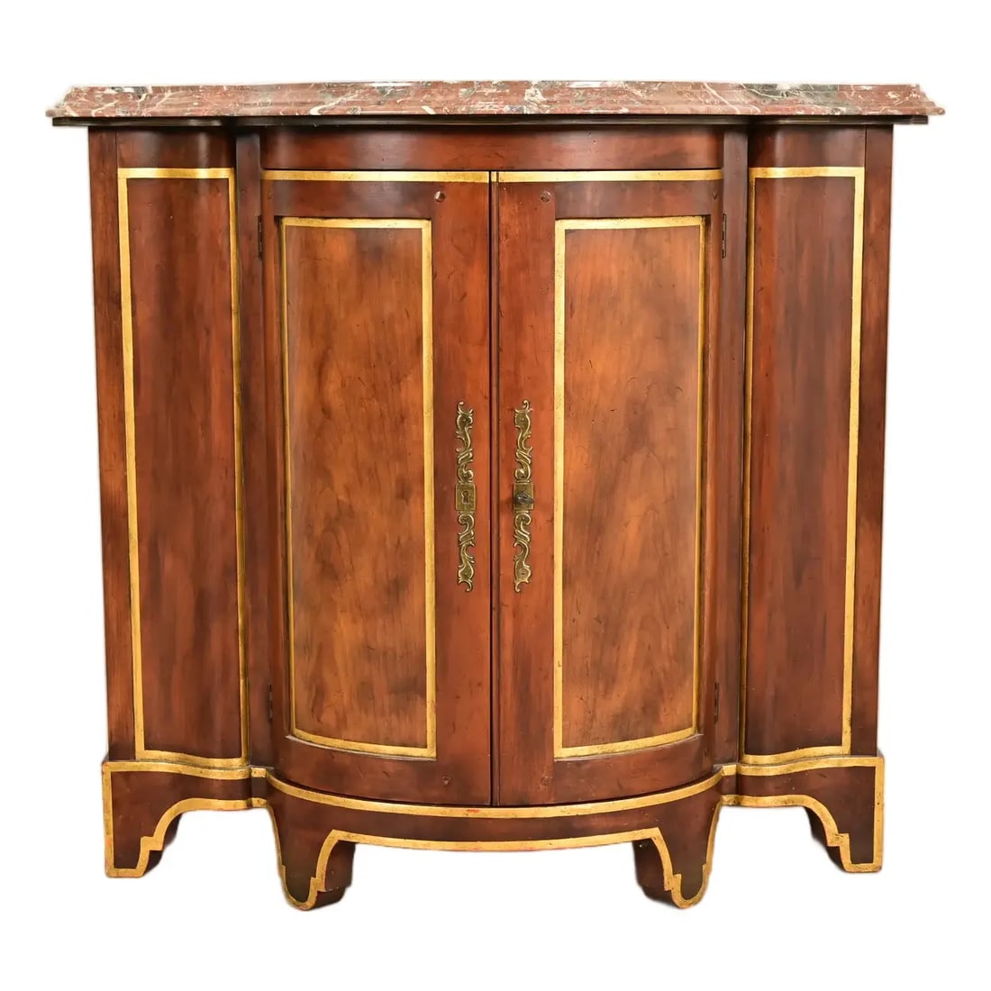 Baker Furniture Italian Provincial Carved Cherry Wood, Parcel Gilt, and Marble Top Demilune (1 of 16)