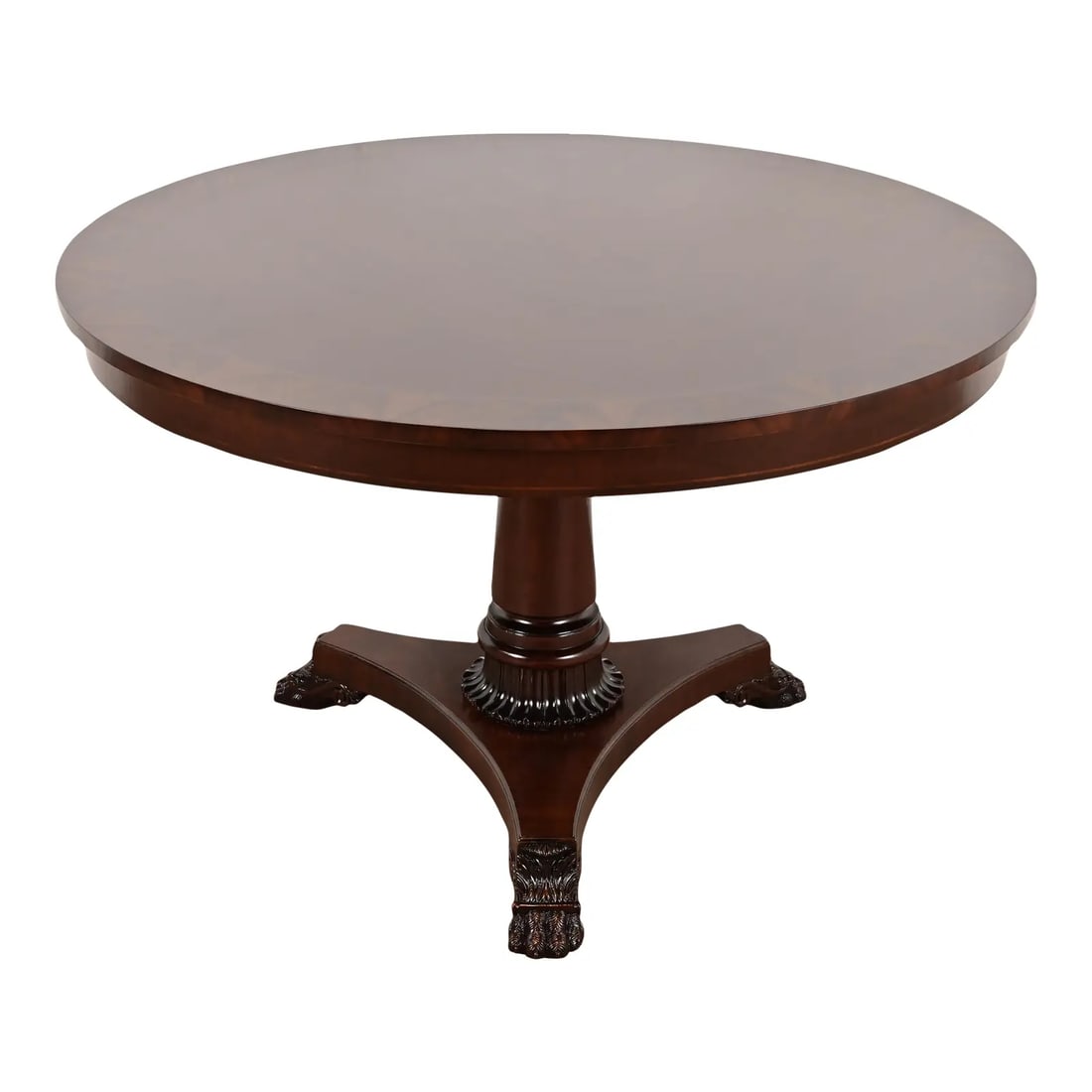 Kindel Furniture Neoclassical Banded Oak Pedestal Center Table or Breakfast Table (1 of 11)