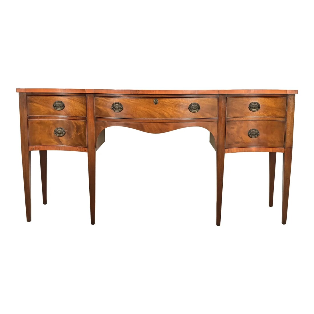 Baker Furniture Style Georgian Flame Mahogany Serpentine Front Sideboard Credenza (1 of 13)