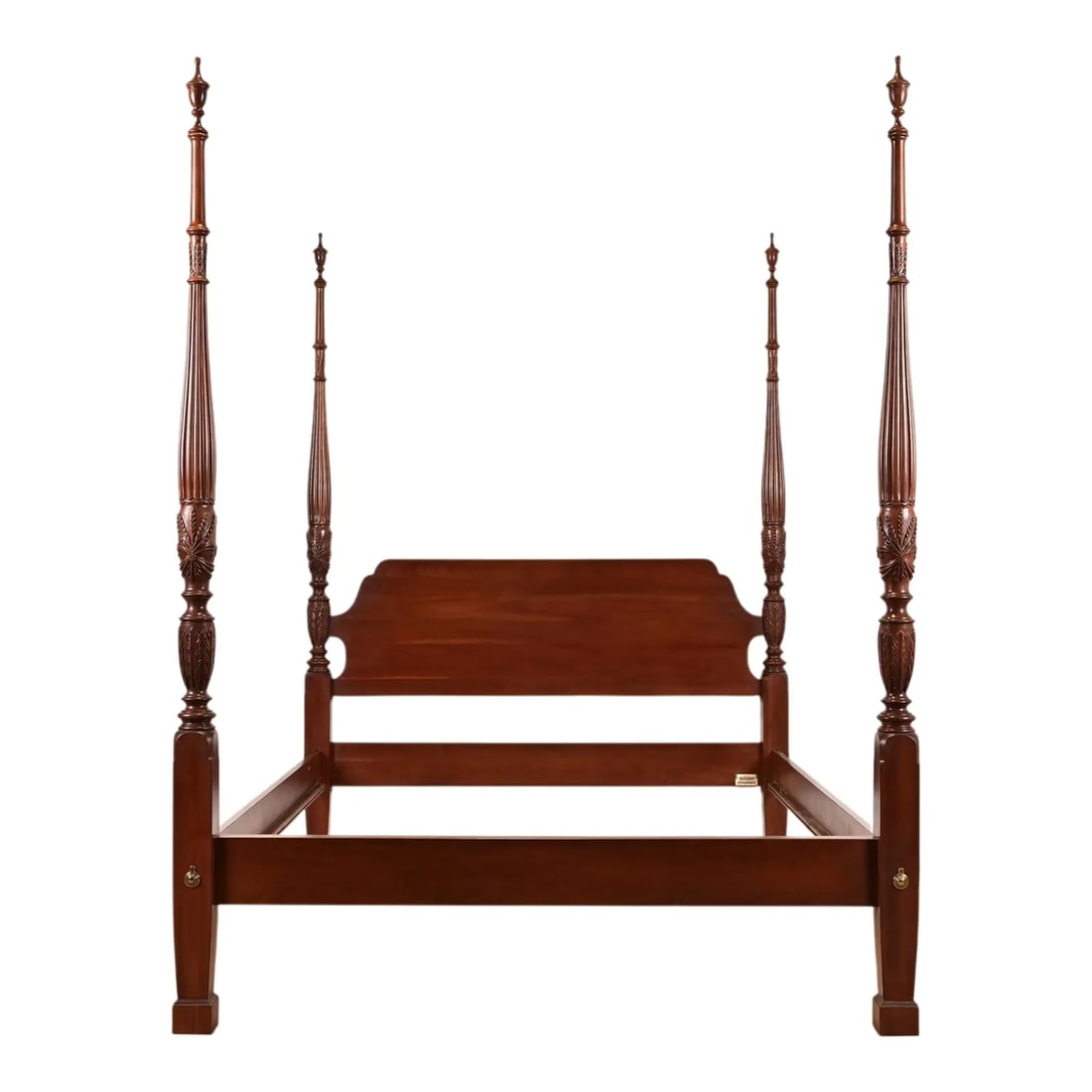 Ethan Allen Georgian Carved Solid Cherry Wood King Size Poster Bed (1 of 13)