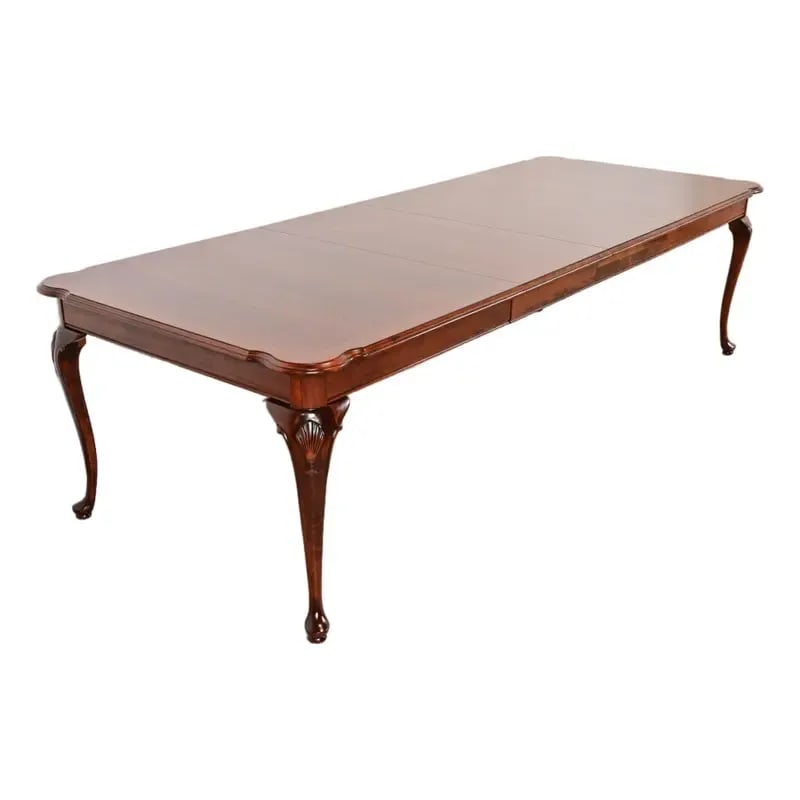 Ethan Allen Queen Anne Solid Cherry Wood Extension Dining Table, Newly Refinished (1 of 15)