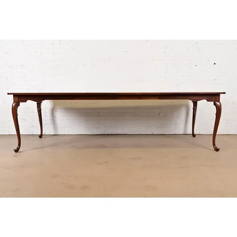 Harden Furniture Queen Anne Solid Cherry Wood Parquet Top Extension Dining Table, Newly Refinished - 2