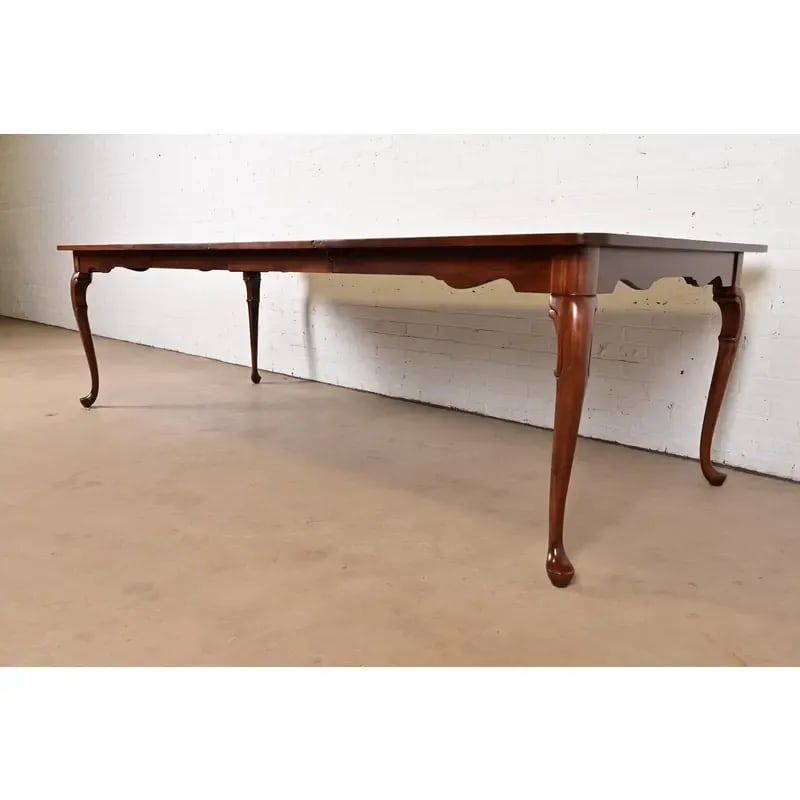 Harden Furniture Queen Anne Solid Cherry Wood Parquet Top Extension Dining Table, Newly Refinished - 4