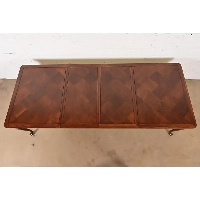Harden Furniture Queen Anne Solid Cherry Wood Parquet Top Extension Dining Table, Newly Refinished - 5