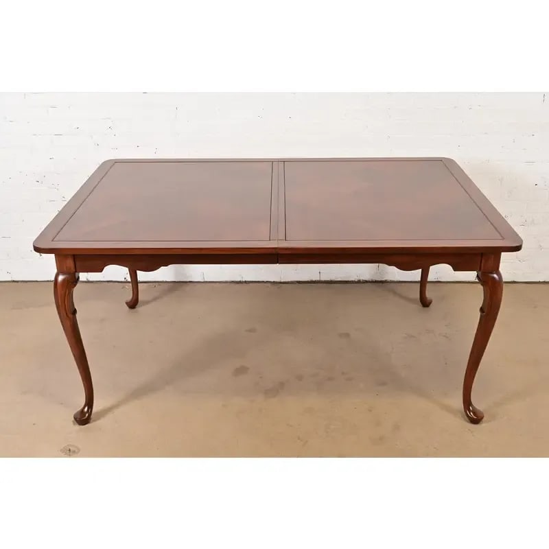 Harden Furniture Queen Anne Solid Cherry Wood Parquet Top Extension Dining Table, Newly Refinished - 7