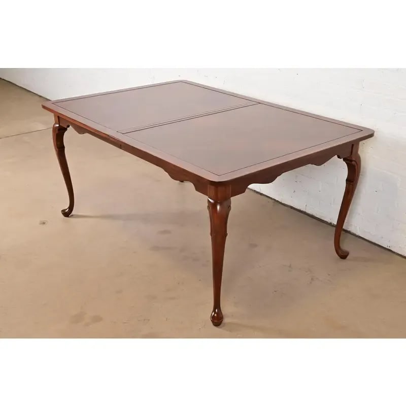 Harden Furniture Queen Anne Solid Cherry Wood Parquet Top Extension Dining Table, Newly Refinished - 8