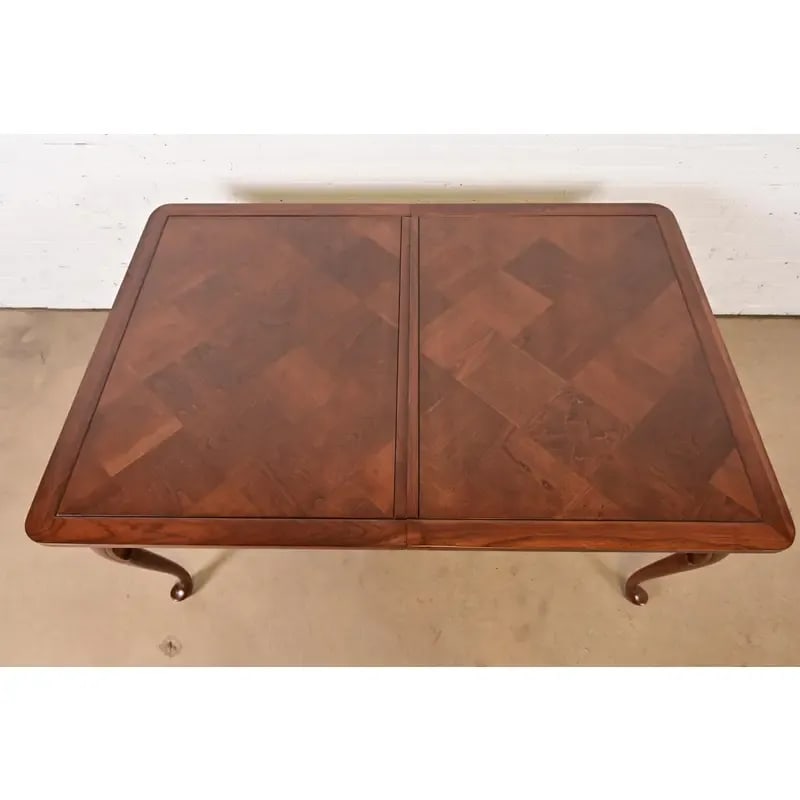 Harden Furniture Queen Anne Solid Cherry Wood Parquet Top Extension Dining Table, Newly Refinished - 9