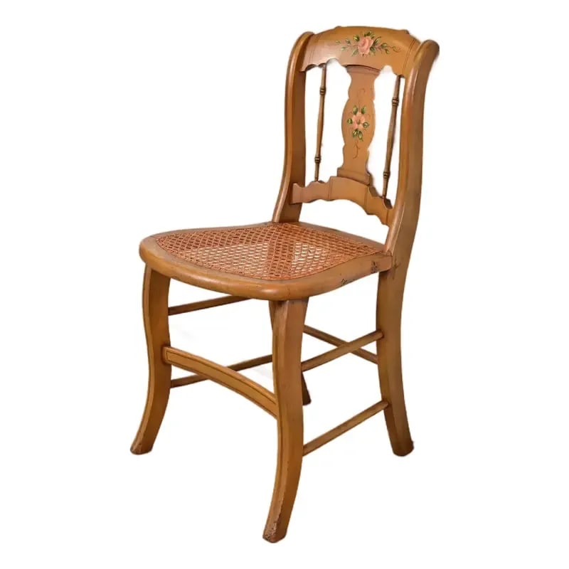 Antique Regency Hand-Painted Maple and Cane Dining Chair or Side Chair, Circa 1900 (1 of 14)
