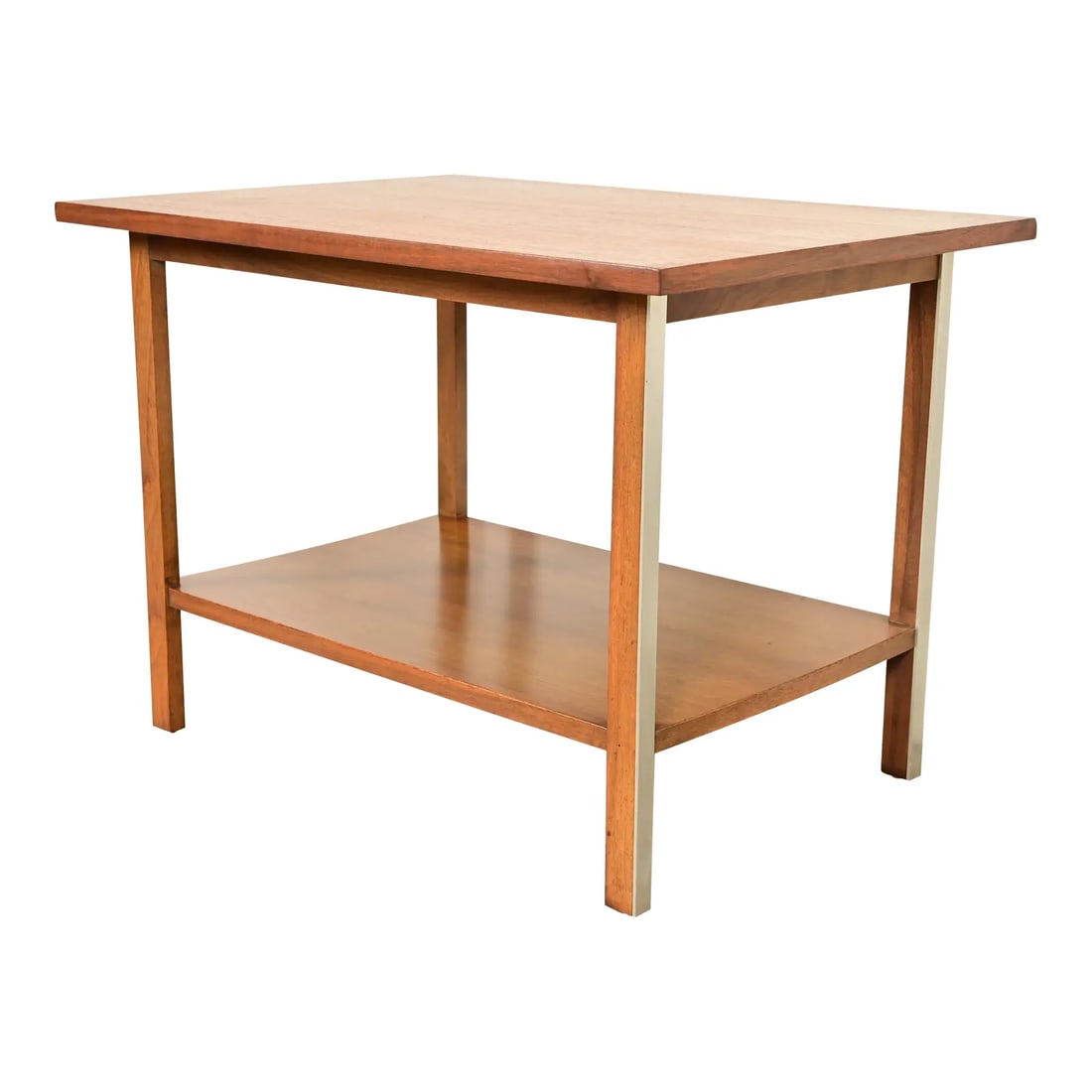 Paul McCobb for Calvin Furniture Linear Group Walnut Two-Tier Side Table, 1950s (1 of 12)