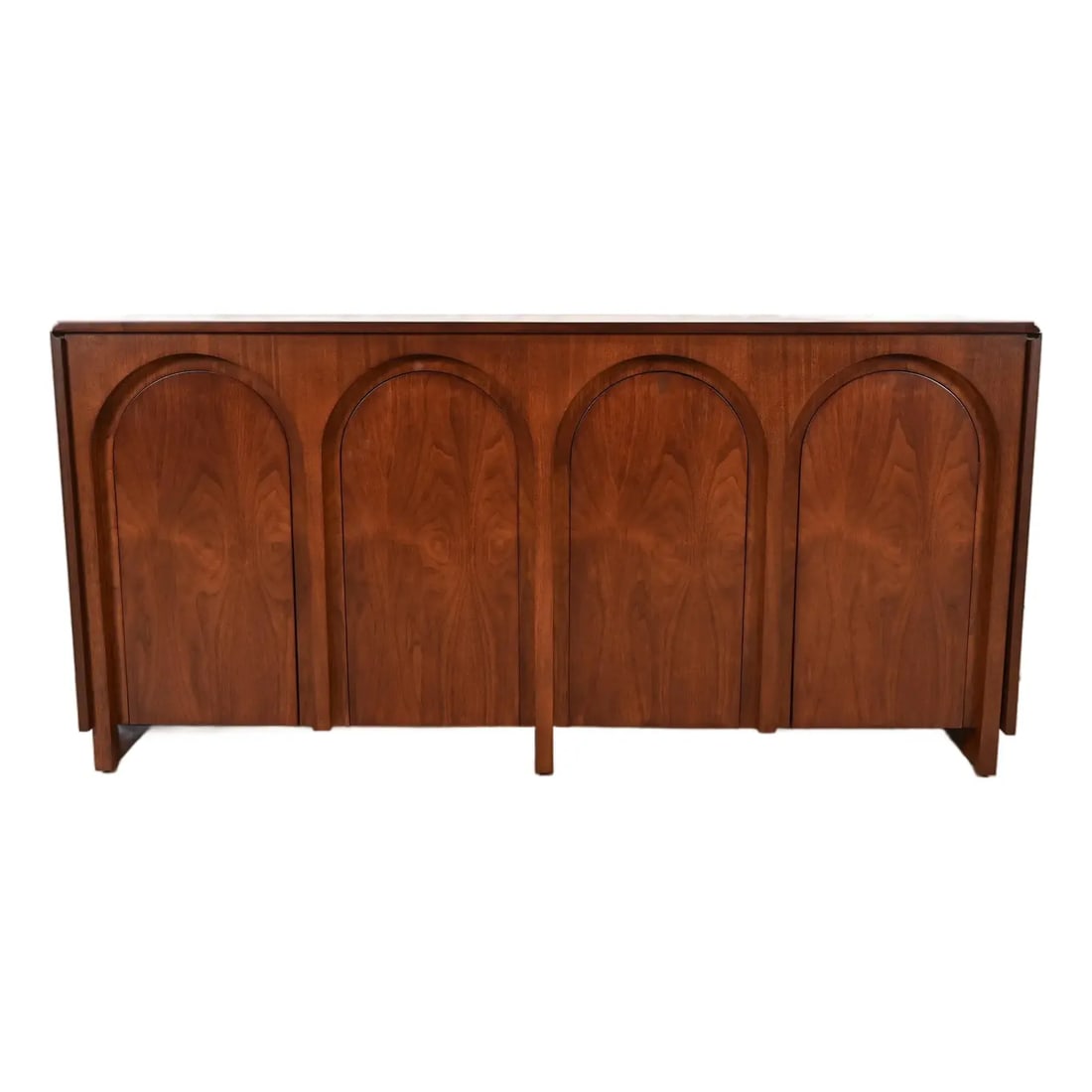 T. H. Robsjohn Gibbings for Widdicomb Sculpted Walnut Colosseum Sideboard Credenza, Newly Refinished (1 of 14)