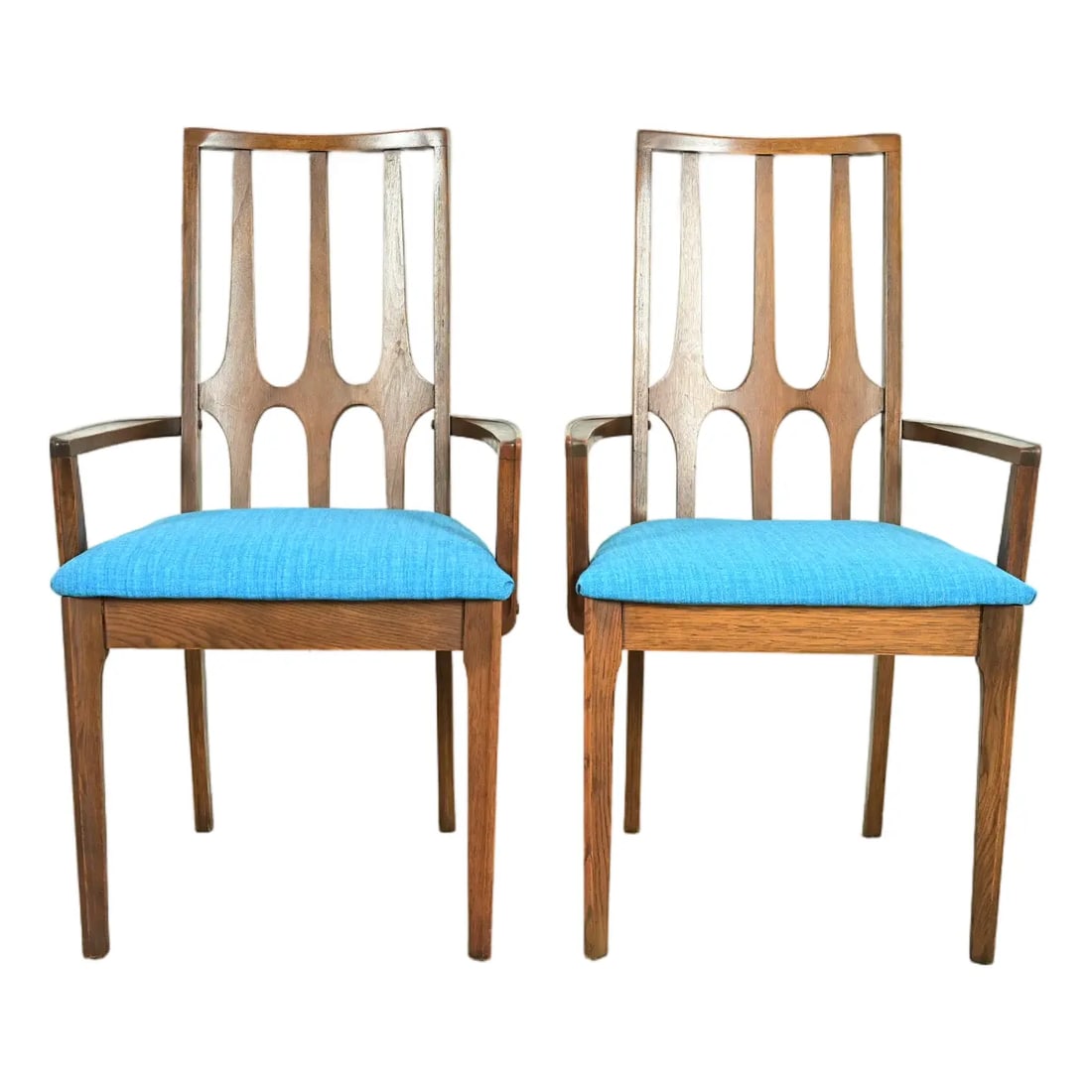 Broyhill Brasilia Mid-Century Modern Sculpted Walnut High Back Armchairs, Pair (1 of 10)