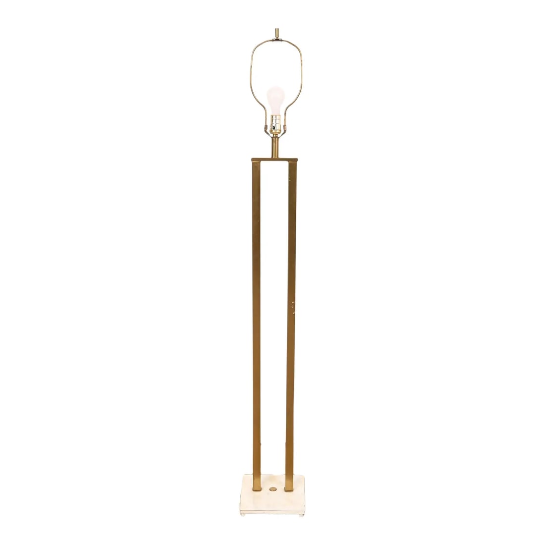Stilnovo Style Italian Mid-Century Modern Brass and Marble Floor Lamp, Circa 1960s: A gorgeous Italian Mid-Century Modern tall brass and marble floor lamp In the manner of Stilnovo Italy, Circa 1960s Measures: 8"W x 8"D x 58.5"H. Good original vintage condition.
