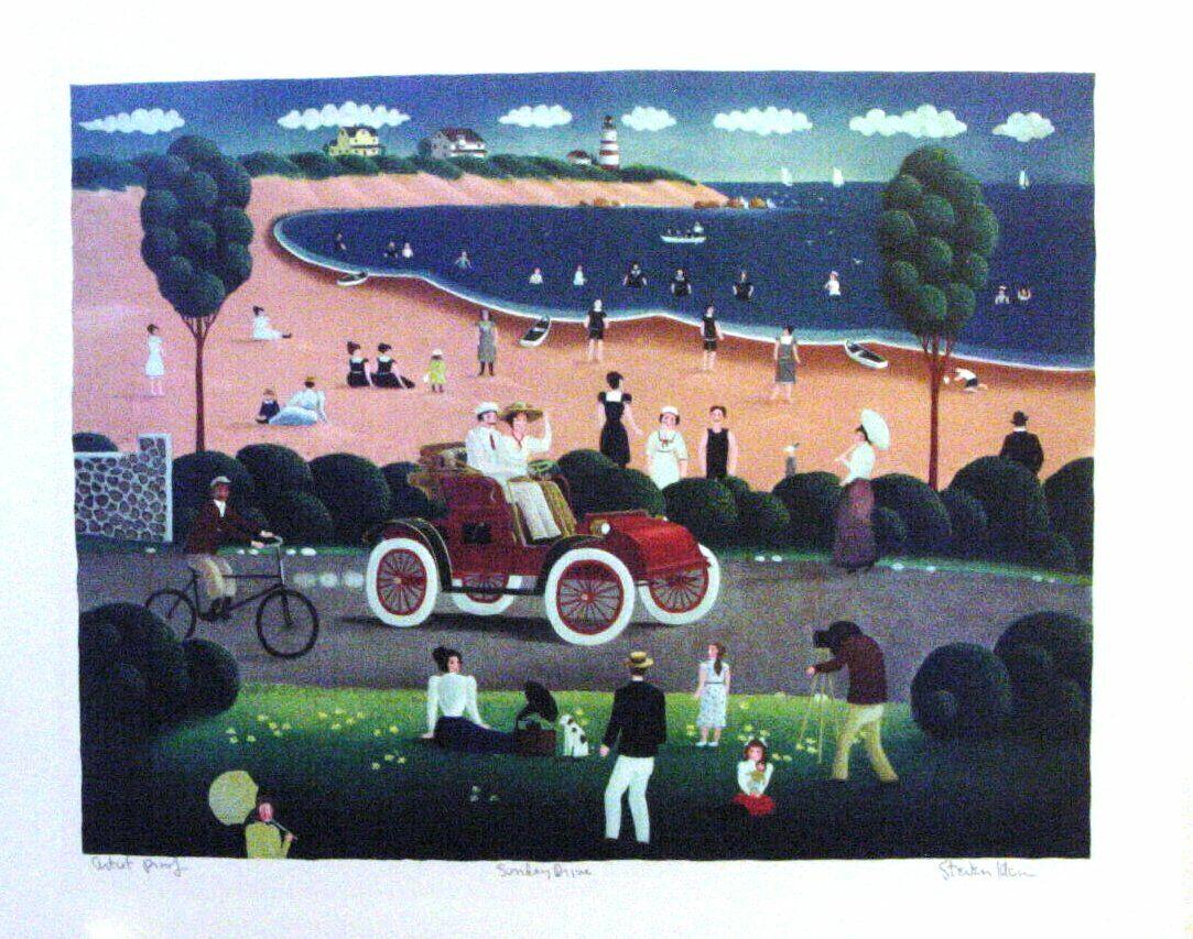 STEVEN KLEIN - "Sunday Drive": hand signed and numbered lithograph on paper, "Sunday Drive"; image size 22" x 17", artist proof, unframed