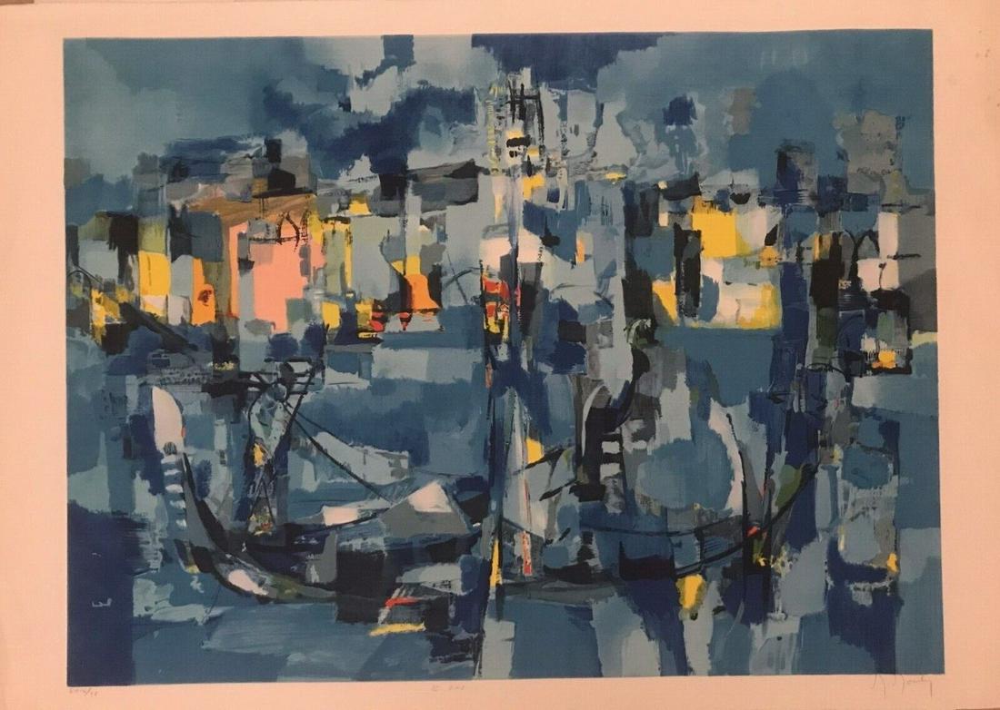 MARCEL MOULY - "Venetian Port": hand signed and numbered lithograph on paper, "Venetian Port"; image size 22" x 30", artist proof of 14/35, unframed