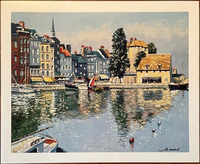 ANDRE BARDET - "Harbor Front": ANDRE BARDET, hand signed and numbered lithograph, "Harbor Front"; image size 16.5” x 21”, edition of 173/950, unframed