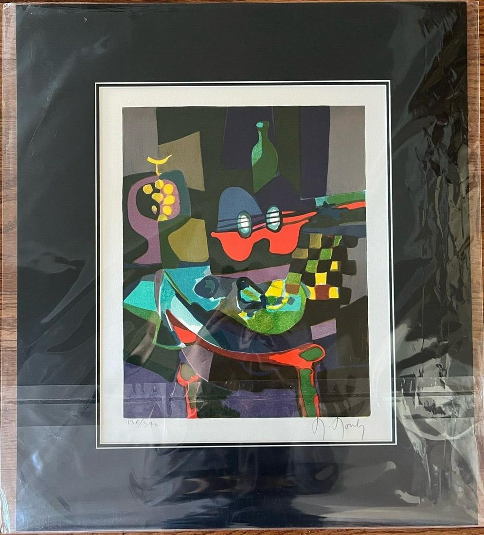 MARCEL MOULY - "La Guitare Bicolore": hand signed and numbered lithograph on paper "La Guitare Bicolore"; Image size 12" x 9.5", edition of 136/390, unframed