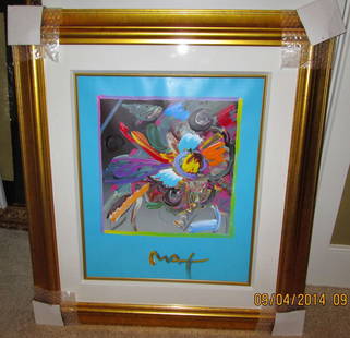 PETER MAX - "New York Flower Show": original hand signed mixed media painting with acrylic on paper, "New York Flower Show"; image size 22" x 20", framed. Comes with Park West Gallery COA and APPRAISAL.